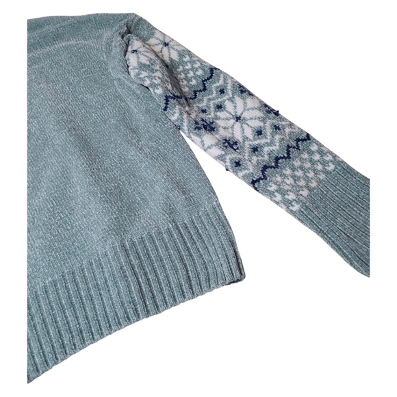 Christian Siriano Mock Neck Snowflake Sweater Green Blue Size Small - Picture 9 of 10